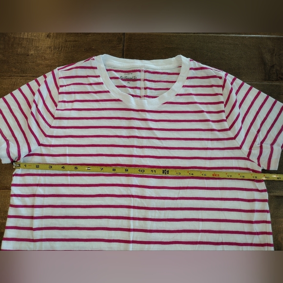 J.CREW Women's Girlfriend white pink striped short-sleeve T-shirt Tee XL - Picture 7 of 7